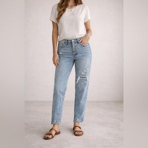 Saige Denim High Rise Tummy Control Stretch Waist Distressed Jeans 1XL